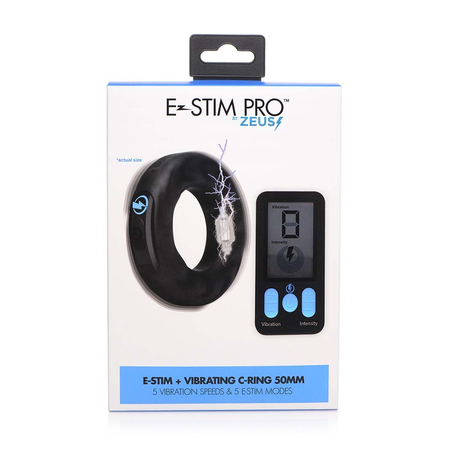 Vibrating & E-Stim Silicone Cock Ring W/ Rc 50mm