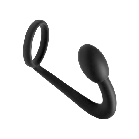Penis Ring Made Of Silicone With Plug In Black