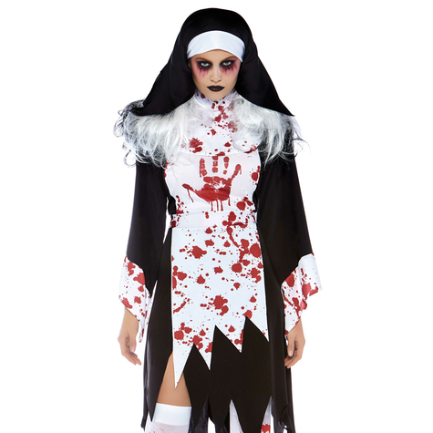 2 Darabos Készlet Killer Nun, Beleértve A Véres Szakadt Ruhát Kézlenyomattal És Apáca Szoknyával