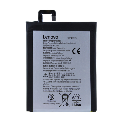 Lenovo - Li-Ion Poly Akkumulátor - Bl-250 - Vibe S1, S1a40, S1c50 - 2420mah