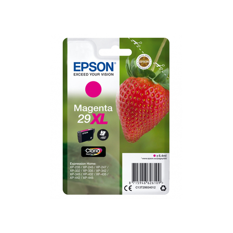Epson Strawberry Singlepack Magenta 29xl Claria Home Tinta - Eredeti - Pigment Alapú Tinta - Magenta - Epson - - Expression Home Xp-455 - Expression Home Xp-452 - Expression Home Xp-445 - Expression Home... - 1 Darab(Ok)