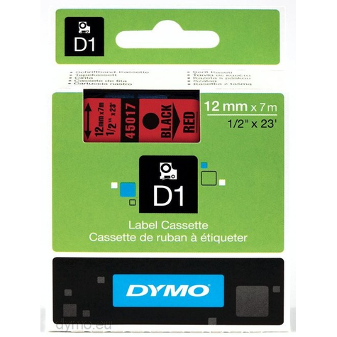 Dymo Standard D1 Szalagok - Fekete A Piroson - Poliészter - -18 - 90 °C - Dymo - Labelmanager - Labelwriter 450 Duo - Dobozban