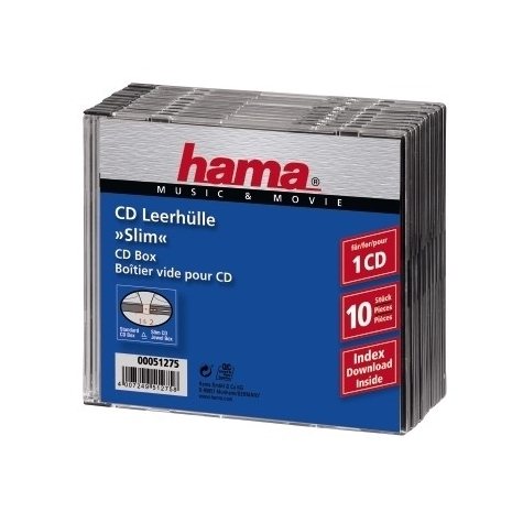 Hama Cd Slim Jewel Case - 10-Es Csomag - 1 Lemez - Átlátszó