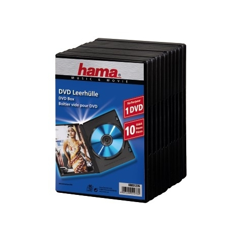 Hama Dvd Jewel Case Fóliával - 10-Es Csomag - Fekete - 1 Lemez - Fekete