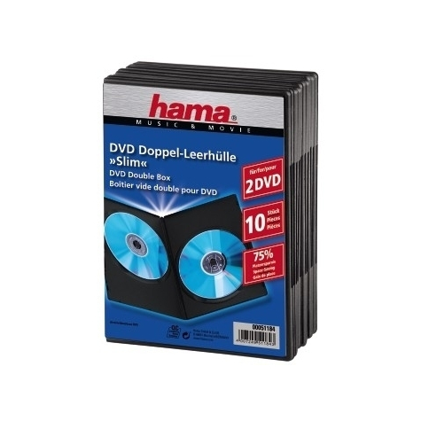 Hama Dvd Slim Double-Box 10 - Fekete - 2 Lemez - Fekete
