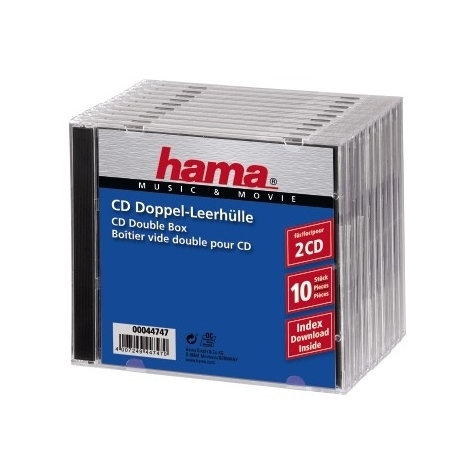 Hama Cd Double Jewel Case Standard - 10-Es Csomag - 2 Lemez - Átlátszó