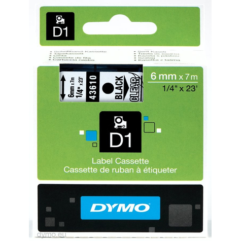 Dymo D1 - Öntapadós Címkék - Fekete Színű, Átlátszó Címkék