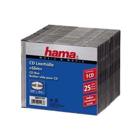 Hama Cd Slim Box - Fekete - 25 Darabos Csomag - 1 Lemez - Fekete - Műanyag