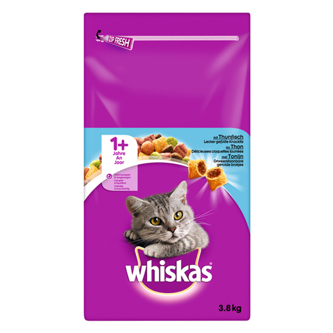 Whiskas,Whis.Dry.Adult 1+ Tonhal 3,8kg