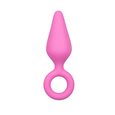 Análdugó : Rózsaszín Análdugó Húzógyűrűvel - Közepes Méretű