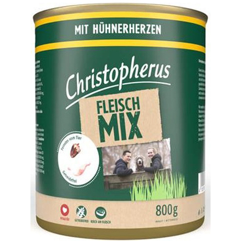 Christopherus Meat Mix - With Chicken Hearts 800g Can