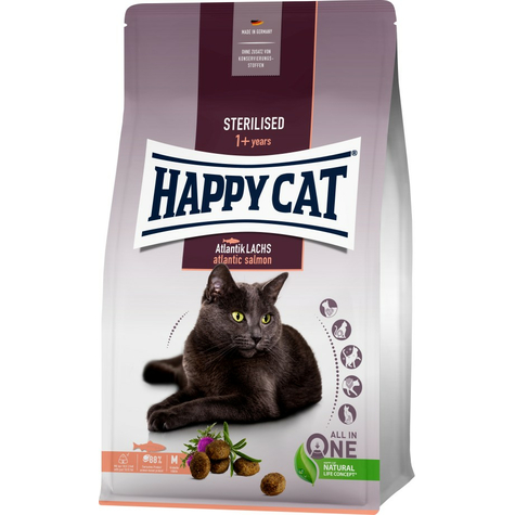 Happy Cat Sterilizált Felnőtt Atlanti Lazac 1,3 Kg