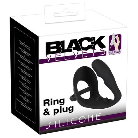 péniszgyűrűk : fekete bársony farkasgyűrű és anális dugó