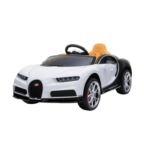 gyermek jármű - elektromos autó bugatti chiron - licencelt - 12v7ah, 2 motor- 2,4ghz távirányító, mp3, bőr ülés+eva- fehér