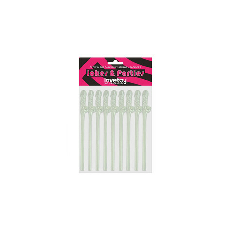 Lovetoy Pack Of 9 Willy Straws Glow In The Dark