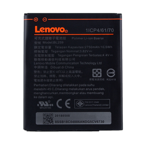 Lenovo - Li-Polimer Akkumulátor - Bl-259 - Lenovo Lemon K3, K5 Plus, K32, C30 - 2750mah