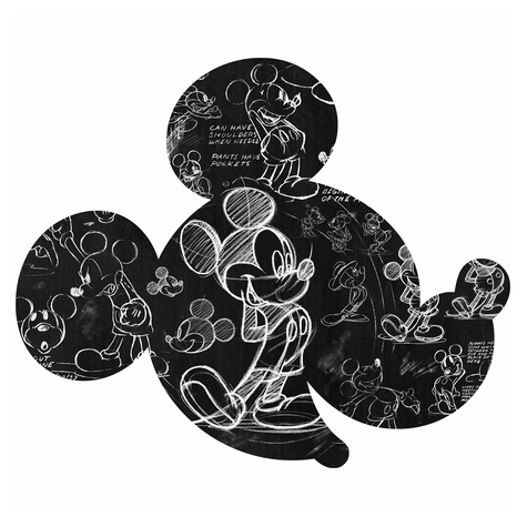 Öntapadós Nem Szőtt Tapéta/Fali Tetoválás - Mickey Head Illusztráció - Méret 125 X 125 Cm