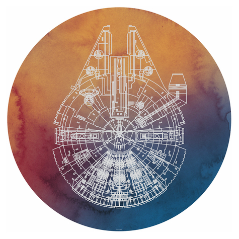 Öntapadós Nem Szőtt Tapéta/Fali Tetoválás - Star Wars Millennium Falcon - Méret 125 X 125 Cm