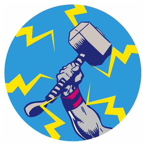 Öntapadós, Nem Szőtt Tapéta/Fali Tetoválás - Avengers Thor's Hammer Pop Art - Méret 125 X 125 Cm