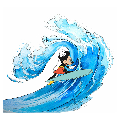 Fotó Háttérképek Gyapjú - Mickey Surfing - Méret 300 X 280 Cm