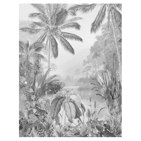 Fotó Háttérképek Gyapjú - Lac Tropical Fekete-Fehér - Méret 200 X 270 Cm