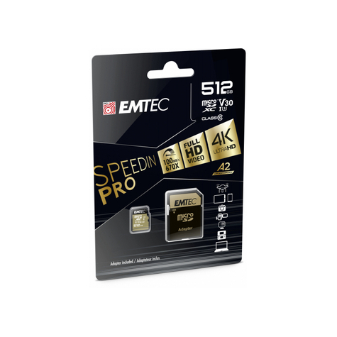 Emtec Microsdxc 512gb Speedin Pro Cl10 100mb/S Fullhd 4k Ultrahd 512gb Speedin Pro Cl10 100mb/S Fullhd 4k Ultrahd