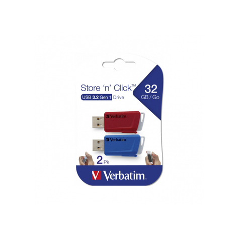 Verbatim Store 'N' Click - Usb 3.2 Gen1 - Piros/Kék - Usb Type-A - 3,2 G
