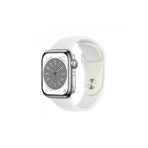Apple Watch Series 8 Gps+Cellular 41mm Silver Steel Fehér Sport Mnj53fd/A Ezüst Acél Fehér