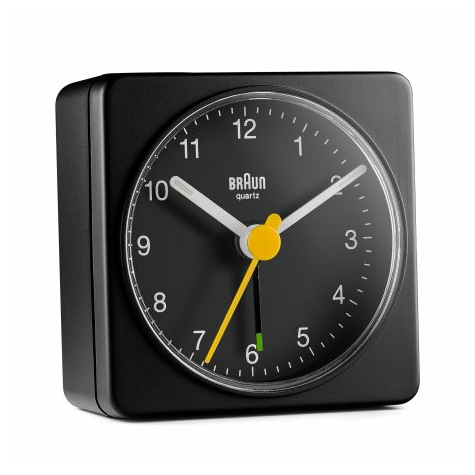 Braun Quartz Travel Alarm Clock Bc02b Black - Kvarc Ébresztőóra - Négyzet Alakú - Fekete - Analóg - Elem/Akkumulátor - Aa